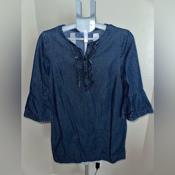 Draper James Chambray Ruffle Shift Dress - Picture 3 of 7